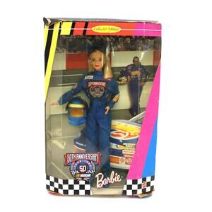 NEW Barbie Nascar 50th Anniversary 1998 Doll‎ Mattel Collector Edition Flaw Read
